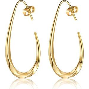⚡Gold Drop Hoop Earrings Modern Statement Jewelry for Women Fashion Party Gift